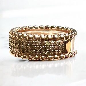 Champagne Diamonds 3 Rows Band Vermeil Rose Gold over Sterling Silver